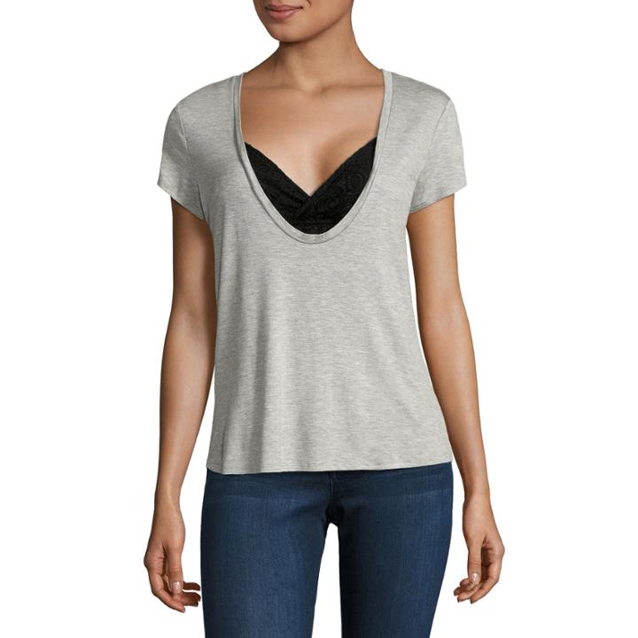 Self Esteem Short Sleeve Layered Top Juniors