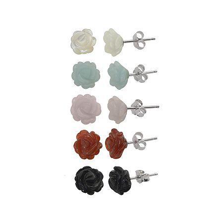 Multi-gemstone Flower 5-pr. Stud Earring Set