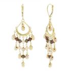 Not Applicable Champagne Pearl 14k Gold Chandelier Earrings