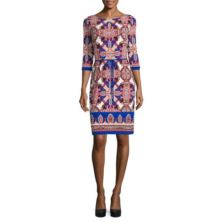 Liz Claiborne 3/4 Sleeve Paisley Shift Dress