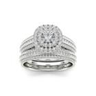 1 Ct. T.w. Diamond Halo 10k White Gold Bridal Ring Set