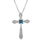 1/4 Ct. T.w. Diamond 14k Yellow Gold Over Sterling Silver Cross Pendant Necklace