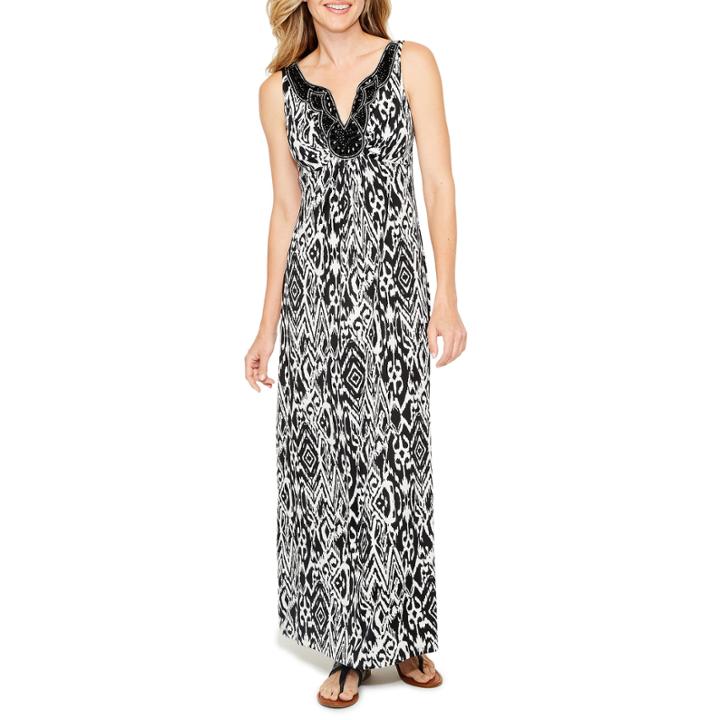 Ronni Nicole Sleeveless Embellished Pattern Maxi Dress