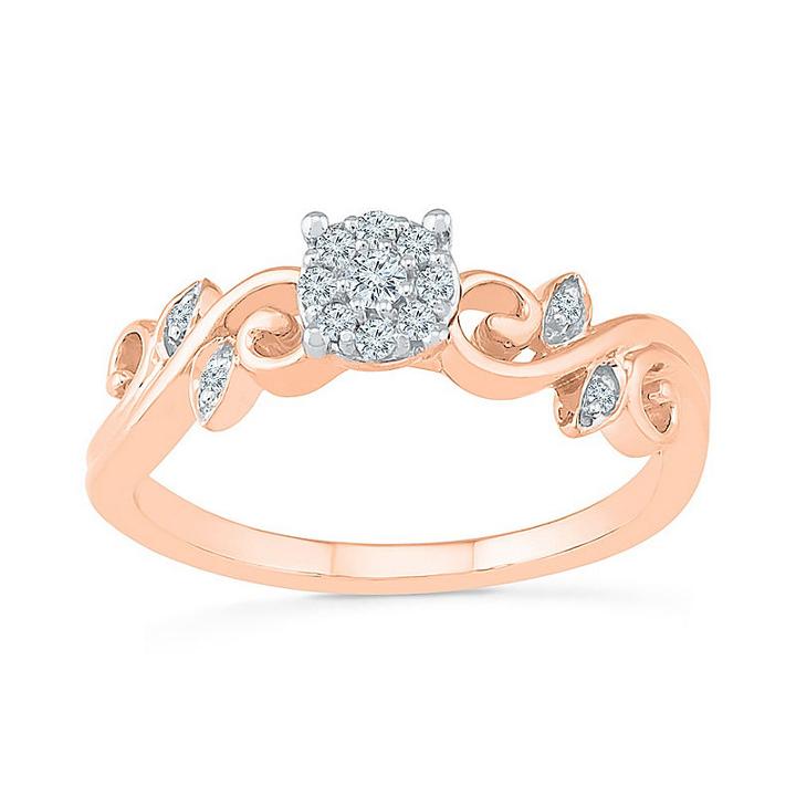 Promise My Love Womens Diamond Accent Round White Diamond 10k Rose Gold Promise Ring