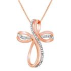 1/10 Ct. T.w Diamond 14k Rose Gold-plated Sterling Silver Cross Pendant Necklace