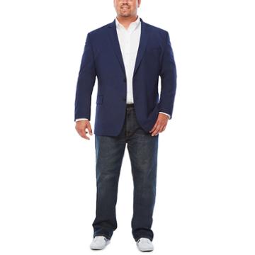 Jf J. Ferrar Dark Blue Texture Jacket-big And Tall