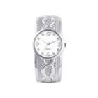 Womens Silver-tone Embossed Chain Cuff Bangle Watch