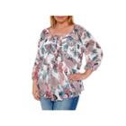White Mark Desiree Woven Pattern Blouse-plus