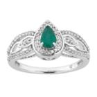 Womens 1/4 Ct. T.w. Green Emerald 10k Gold Cocktail Ring