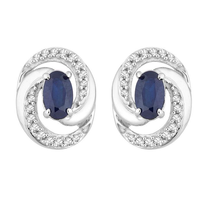 1/10 Ct. T.w. Genuine Blue Sapphire 10k White Gold 10.4mm Stud Earrings