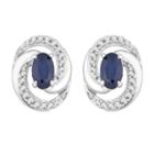 1/10 Ct. T.w. Genuine Blue Sapphire 10k White Gold 10.4mm Stud Earrings