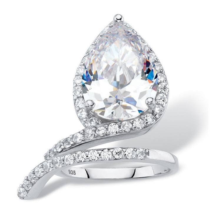 Diamonart Womens Greater Than 6 Ct. T.w. Cubic Zirconia White Platinum Over Silver Cocktail Ring