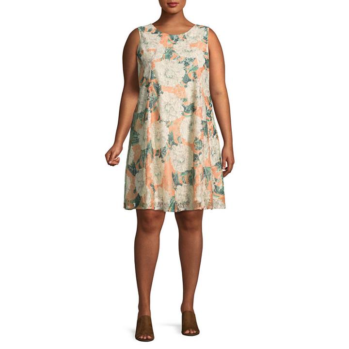 Danny & Nicole Sleeveless Trapeze Dress-plus