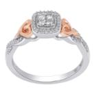 Hallmark Diamonds Womens 1/5 Ct. T.w. White Diamond Gold Over Silver Cocktail Ring
