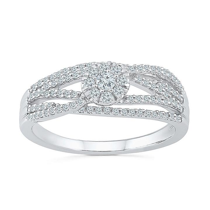 Promise My Love Womens 1/3 Ct. T.w. Round White Diamond 10k Gold Promise Ring