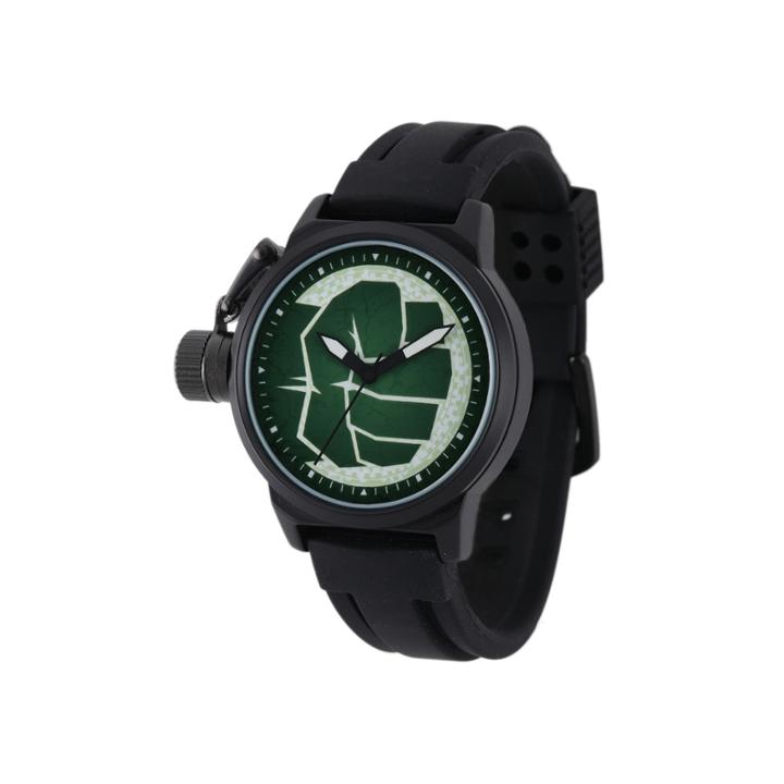 Marvel Hulk Mens Black Silicone Strap Crown Protector Watch