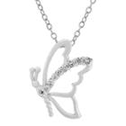 Diamonart Womens 1/4 Ct. T.w. Lab Created White Cubic Zirconia Butterfly Pendant Necklace