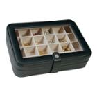 Black Faux-leather Clear-top Jewelry Box