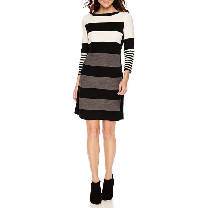 Studio 1 3/4 Sleeve Sweater Dress-petite