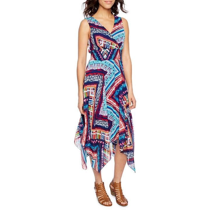Rabbit Rabbit Rabbit Design Sleeveless Chevron Maxi Dress
