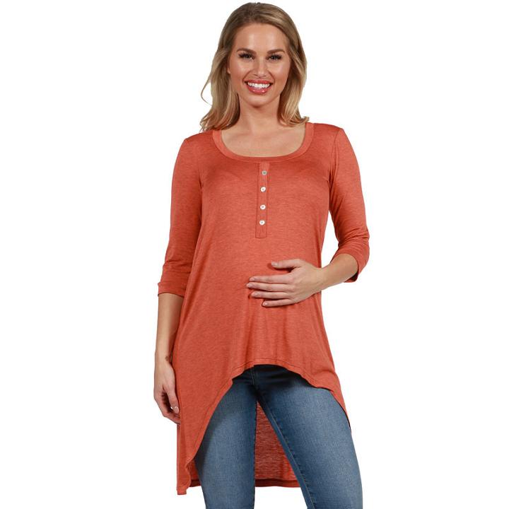 24/7 Comfort Apparel Laila Henley Style Maternitytunic Top