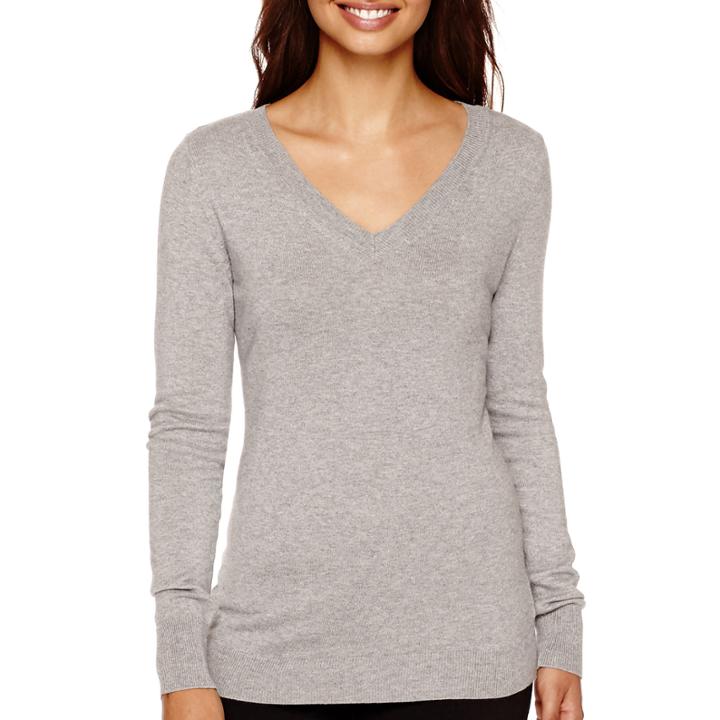 Worthington Long-sleeve V-neck Pullover Sweater - Tall
