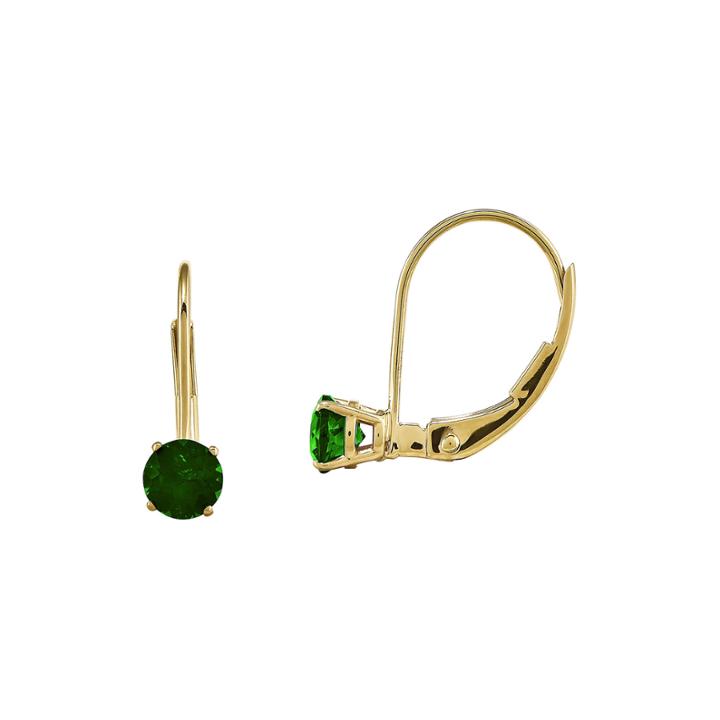 Genuine Emerald 14k Yellow Gold Leverback Earrings