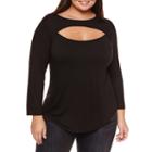 Belle + Sky 3/4 Sleeve Scoop Neck T-shirt-womens Plus