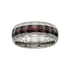 Personalized Mens 8mmtitanium Black & Red Carbon Fiber Inlay Wedding Band