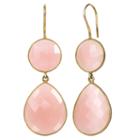 Pink Quartz 14k Gold Over Silver Drop Earrings
