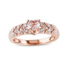 Genuine Morganite And Diamond-accent 10k Rose Gold Heart Ring