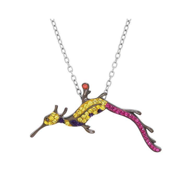 Animal Planet&trade; Australia Sea Dragon Crystal Sterling Silver Pendant Necklace