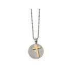Mens Stainless Steel Yellow Ion-plated Lords Prayer Cross Pendant