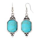 Aris By Treska Blue Silver-tone Drop Earrings
