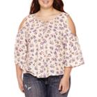 Arizona 3/4-sleeve Cold-shoulder Top - Juniors Plus