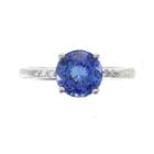 Womens Diamond Accent Genuine Tanzanite Blue Sterling Silver Cocktail Ring