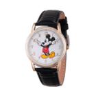 Disney Womens Black And Rose Gold Tone Vintage Mickey Strap Watch W002755