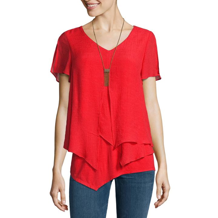 Alyx Short Sleeve Round Neck Gauze Blouse