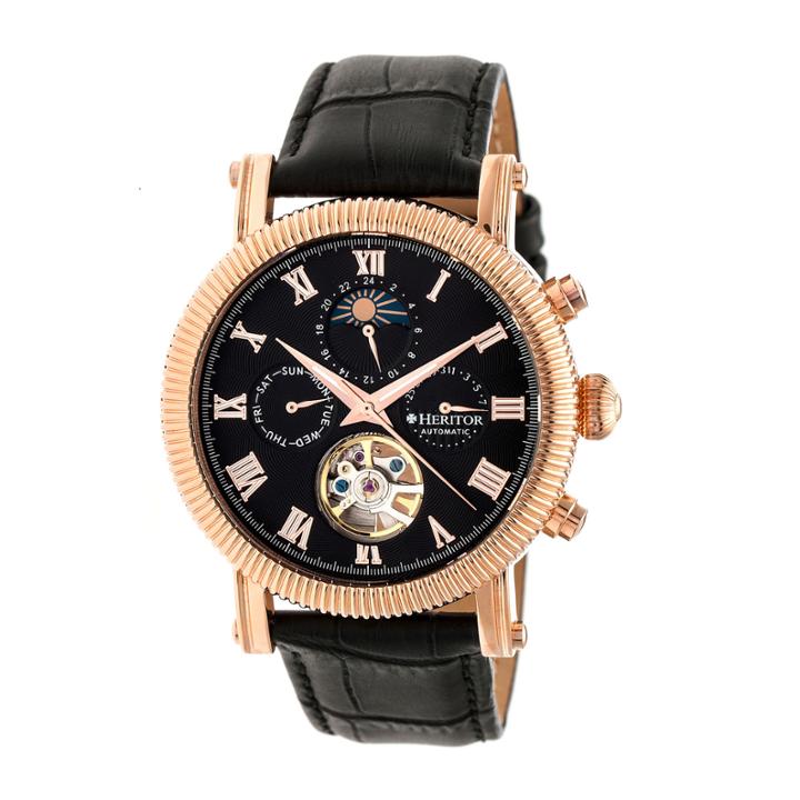 Heritor Winston Mens Black Strap Watch-herhr5206