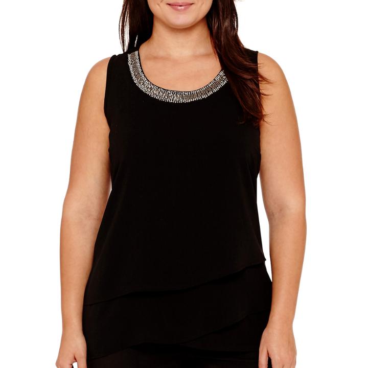 Worthington Sleeveless Embellished Blouse - Plus