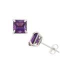 Princess Purple Amethyst 10k Gold Stud Earrings