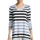 Liz Claiborne Long-sleeve V-neck Striped Tunic - Petite
