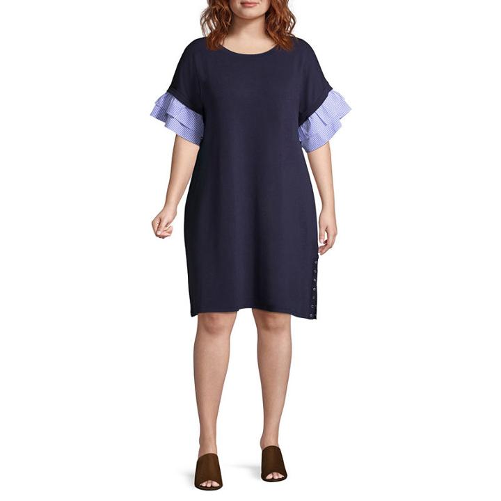 Spense Short Sleeve Shift Dress-plus