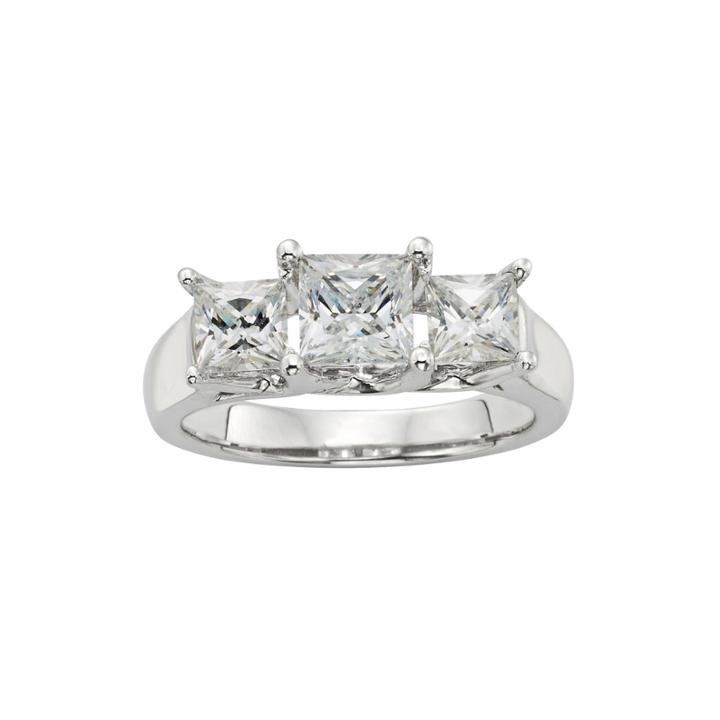 Diamonore 1 Ct. T.w. Simulated Diamond Princess-cut 3-stone Ring