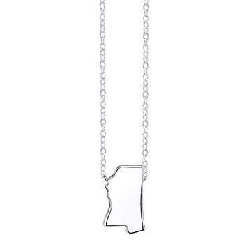 Footnotes Sterling Silver Mississippi Pendant Necklace