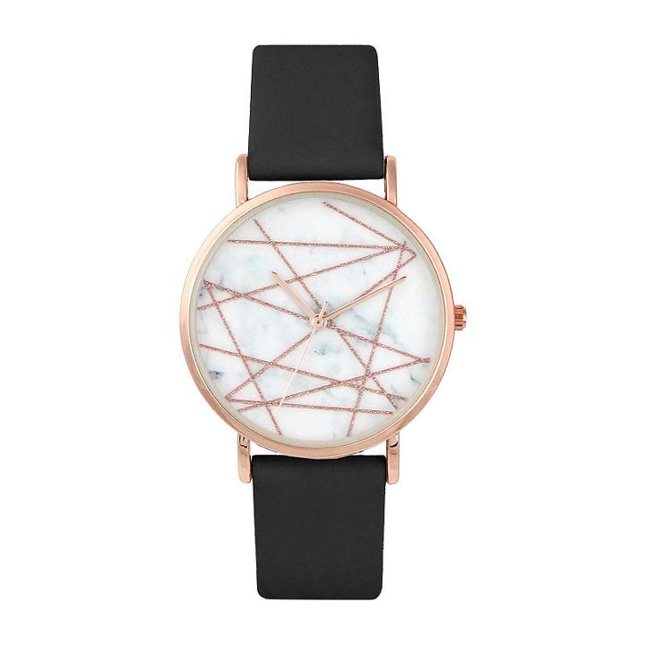 Mixit Marble Womens Black Strap Watch-pt5276ergbk