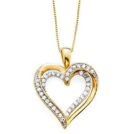 1/4 Ct. T.w. Diamond 10k Yellow Gold Openwork Double-heart Pendant Necklace