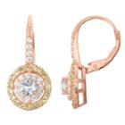 Lab-created Aquamarine & Genuine Peridot 14k Rose Gold Over Silver Leverback Earrings