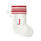 North Pole Trading Co. 19 Inch Embroidered Pom Pom Monogram Christmas Stocking