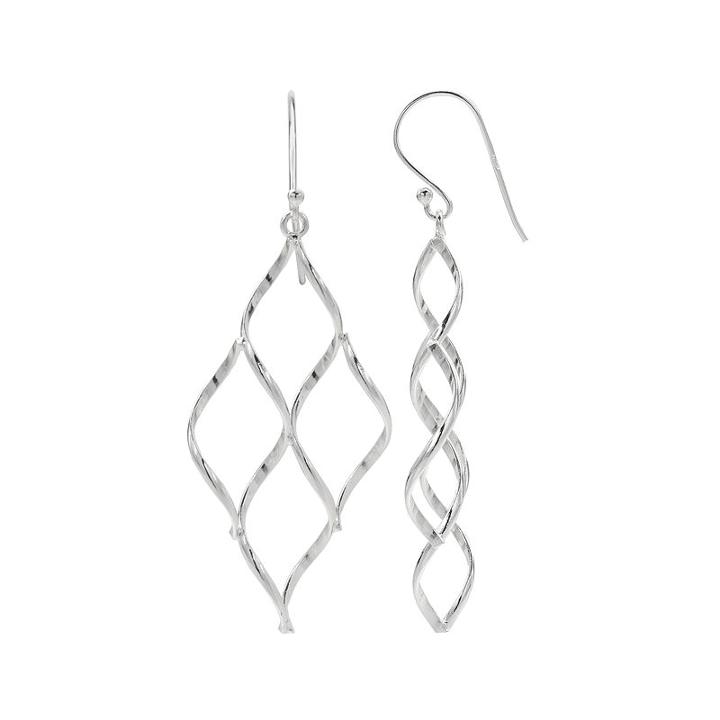 Sterling Silver Diamond-shape Drop Earrings